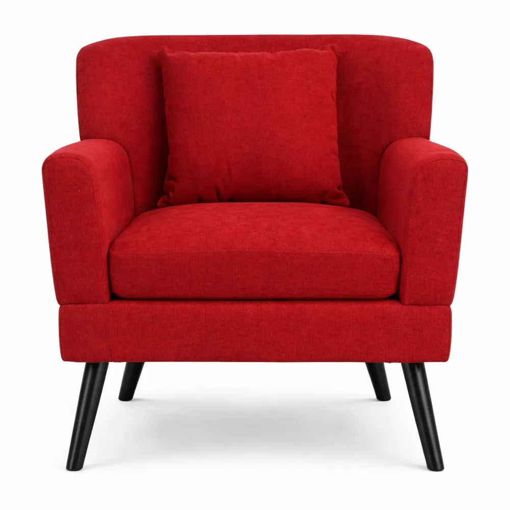 Poltrona imbottita in tessuto patchwork con braccioli e piedi in legno