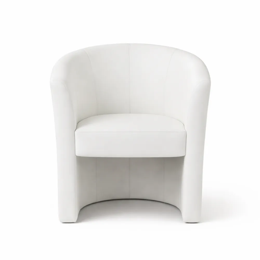 Poltrona da salotto imbottita in ecopelle con braccioli, Bianco, 64x63h76 cm