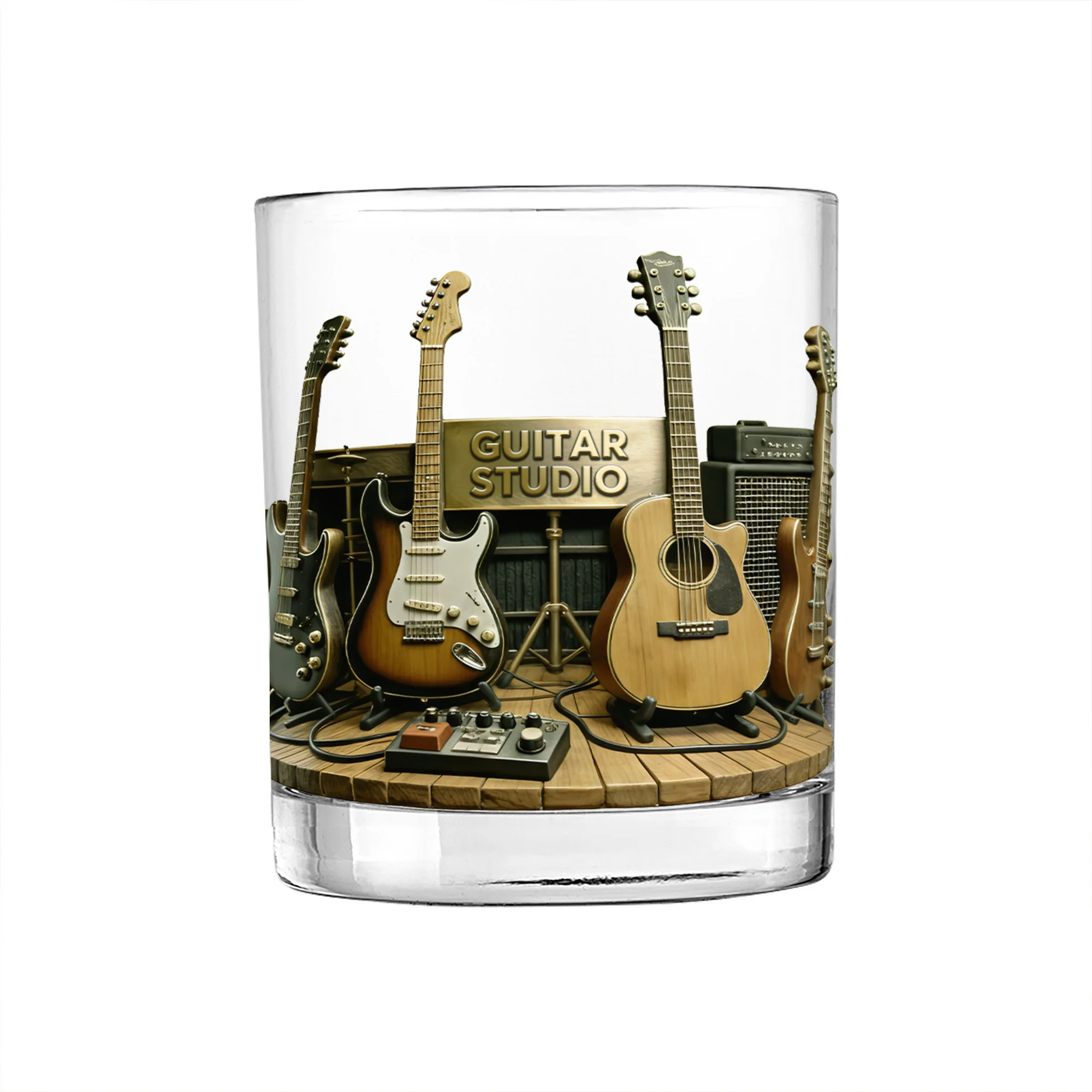 🎸🥃 Personalized Guitar Studio Themed 10oz Whiskey Glass with Name, Birthday/Anniversary Gift for Guitarists/Music Lovers🔥🎶