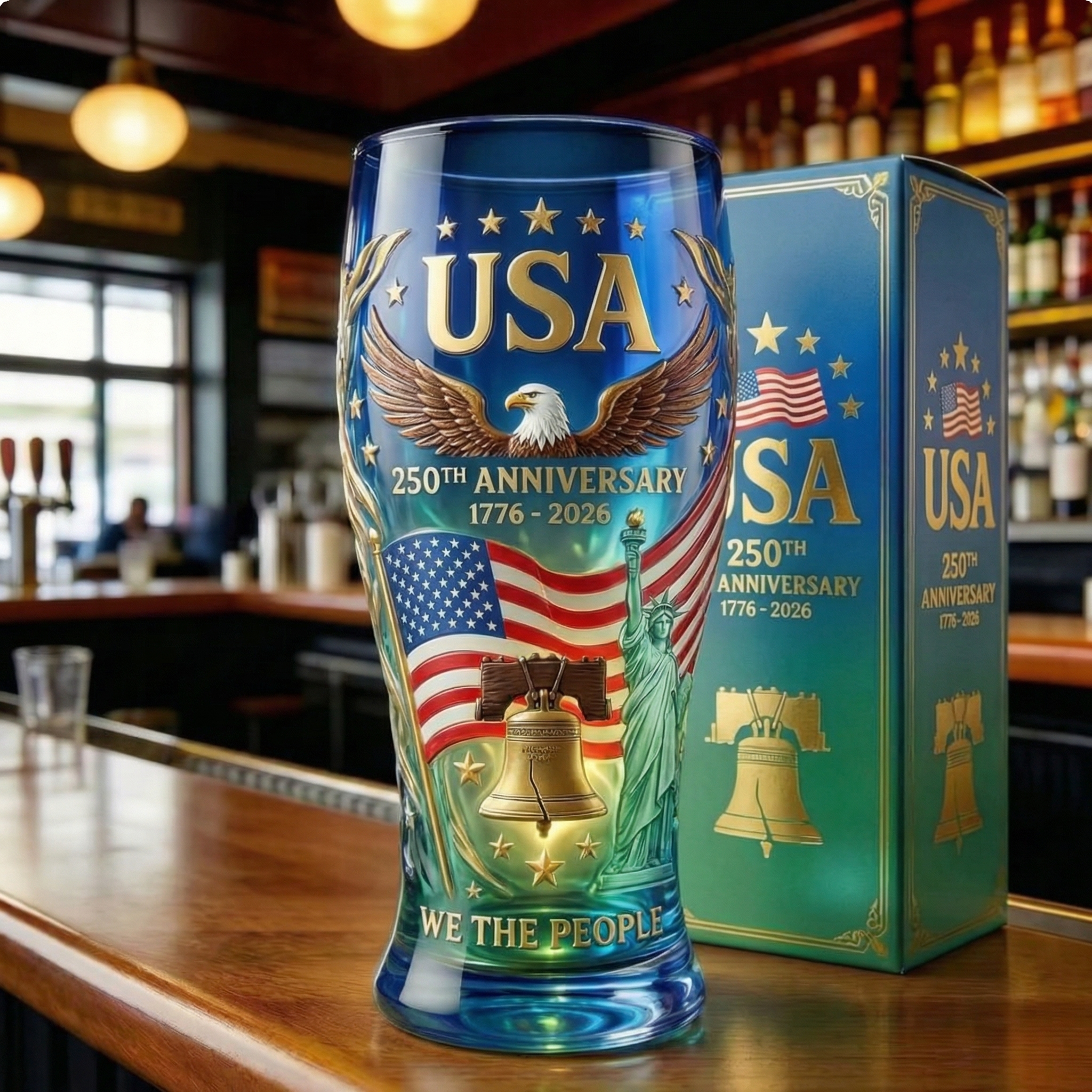 USA 250th Anniversary Commemorative Pint Glass（1776–2026）