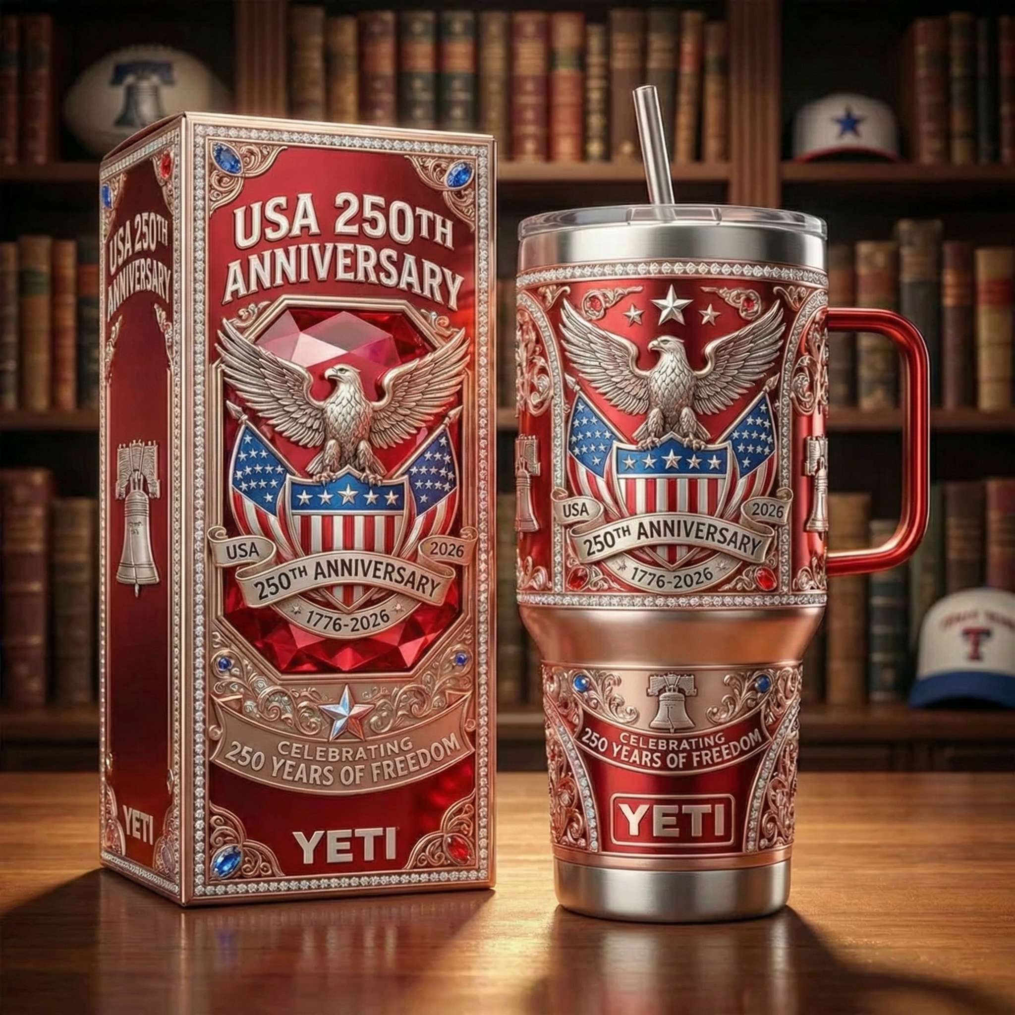 USA 250th Anniversary Commemorative Tumbler With Handle – Freedom Legacy Edition (1776–2026)