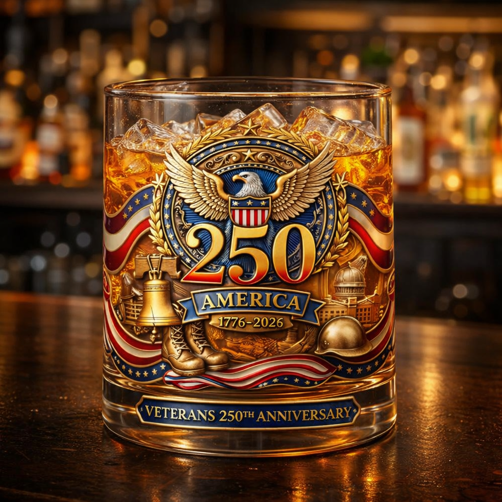 🥃 250 Years of Freedom — Veterans Tribute Whiskey Glass