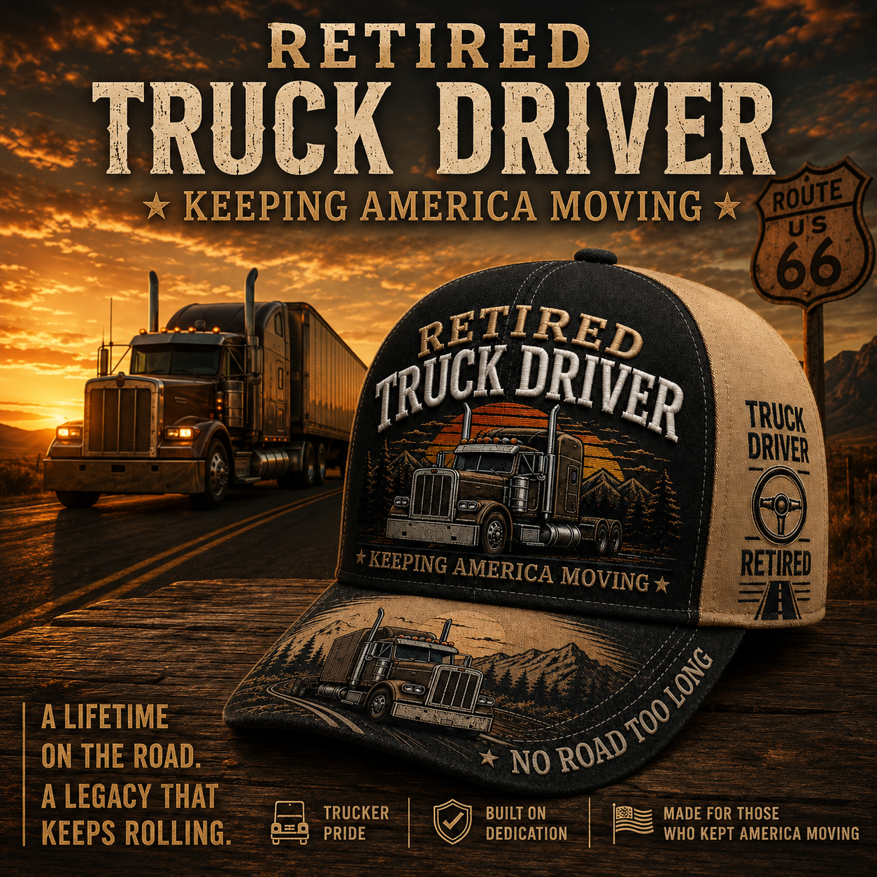 🚛 RETIRED TRUCK DRIVER CAP