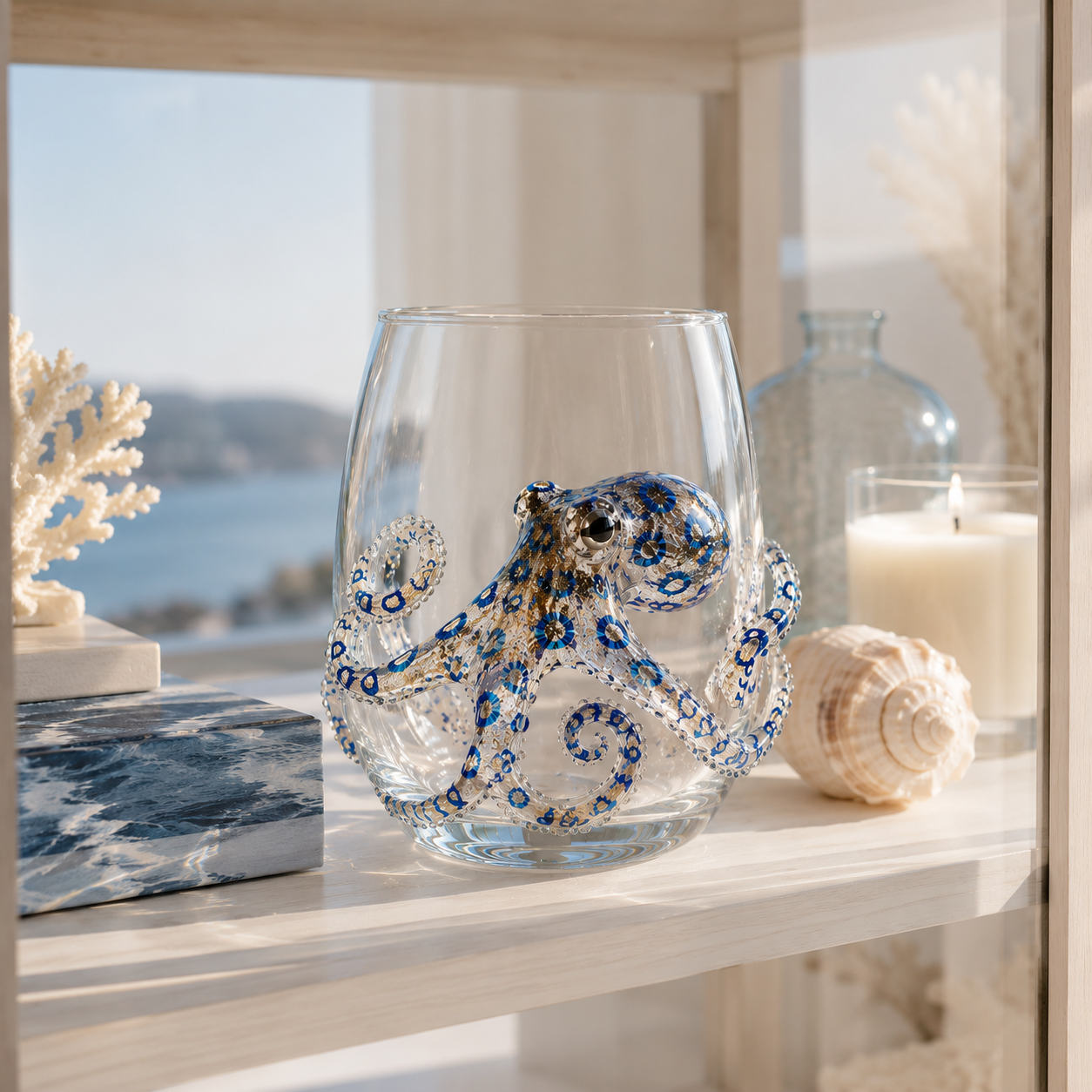 🐙 Artisanal Blue Ringed Octopus Glassware