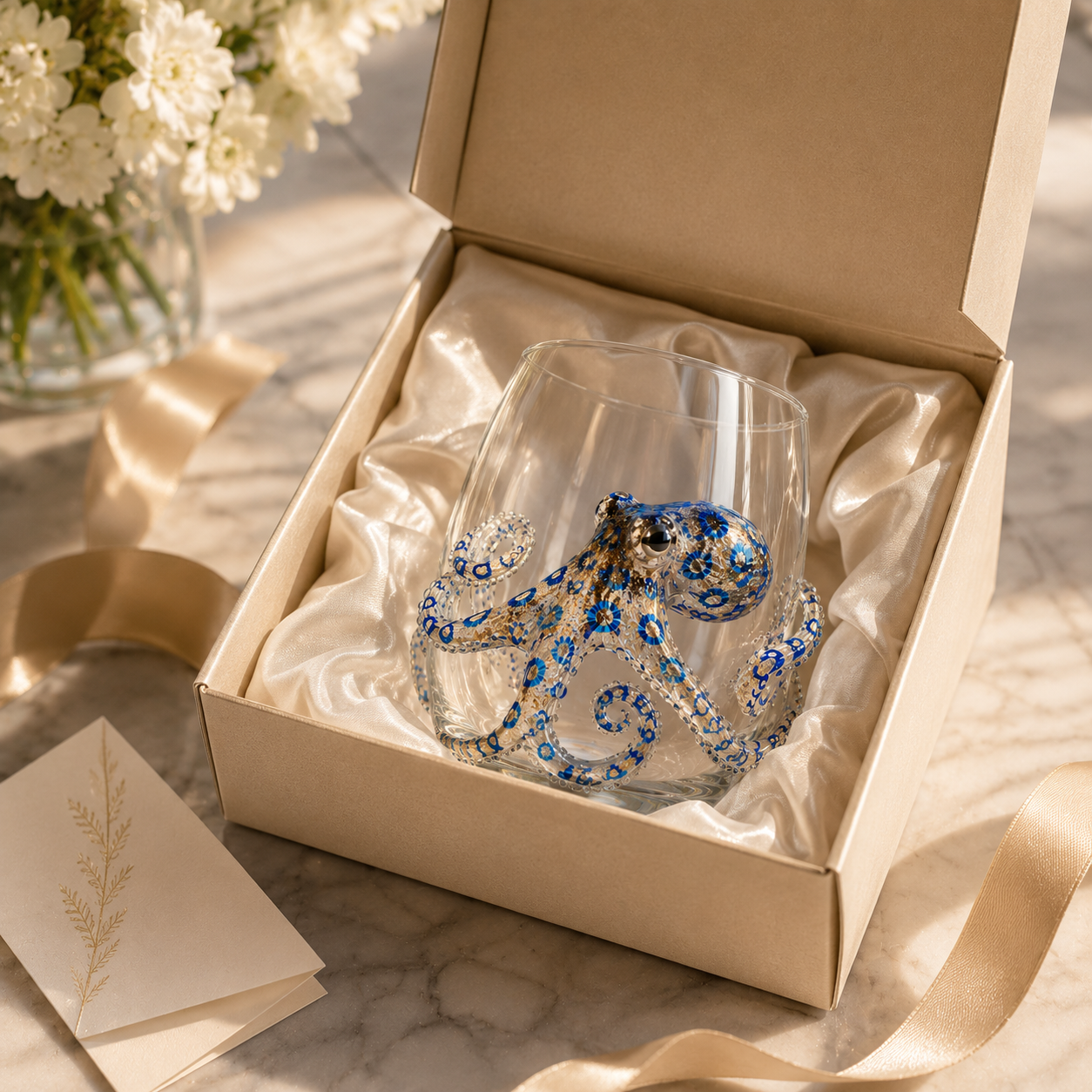 🐙 Artisanal Blue Ringed Octopus Glassware