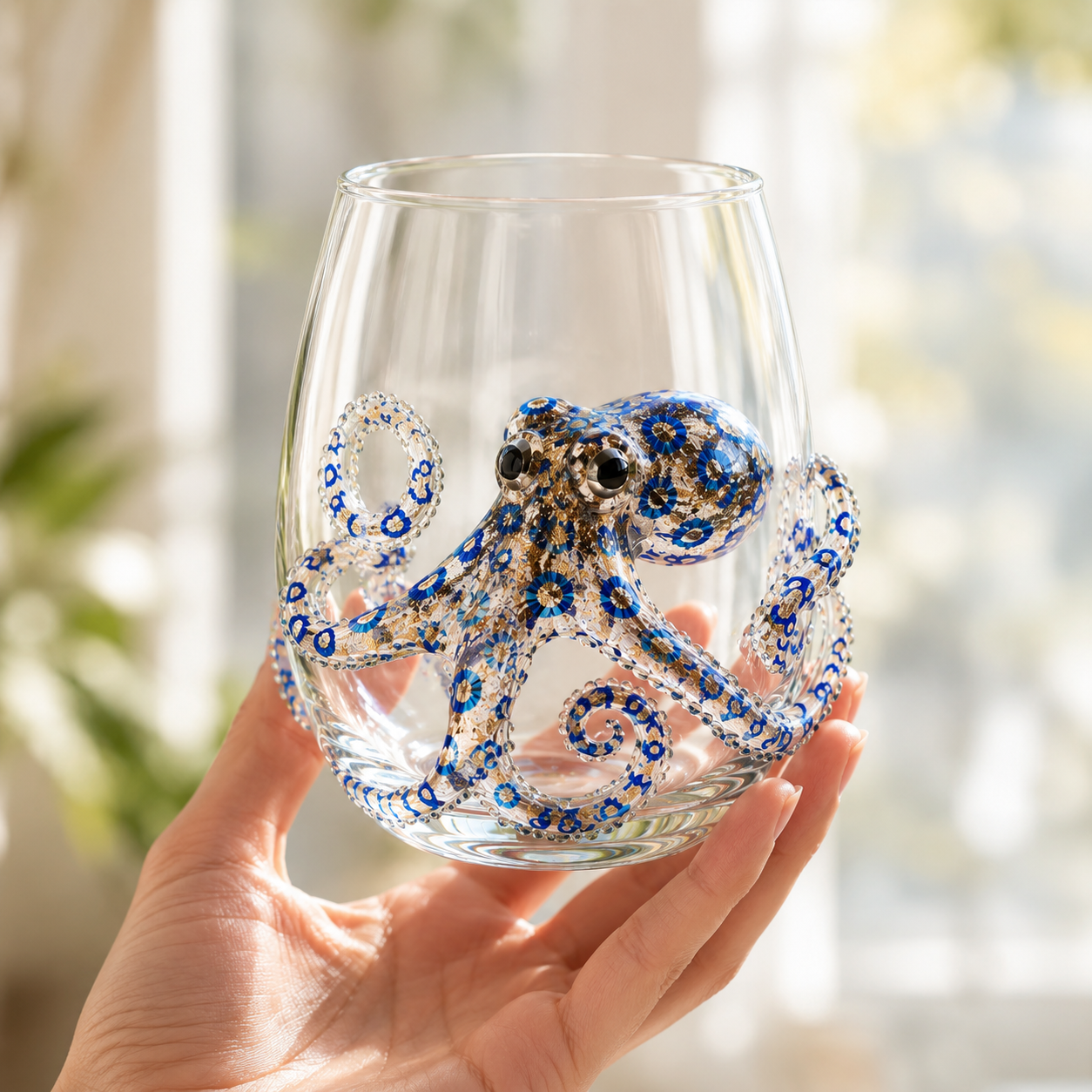 🐙 Artisanal Blue Ringed Octopus Glassware