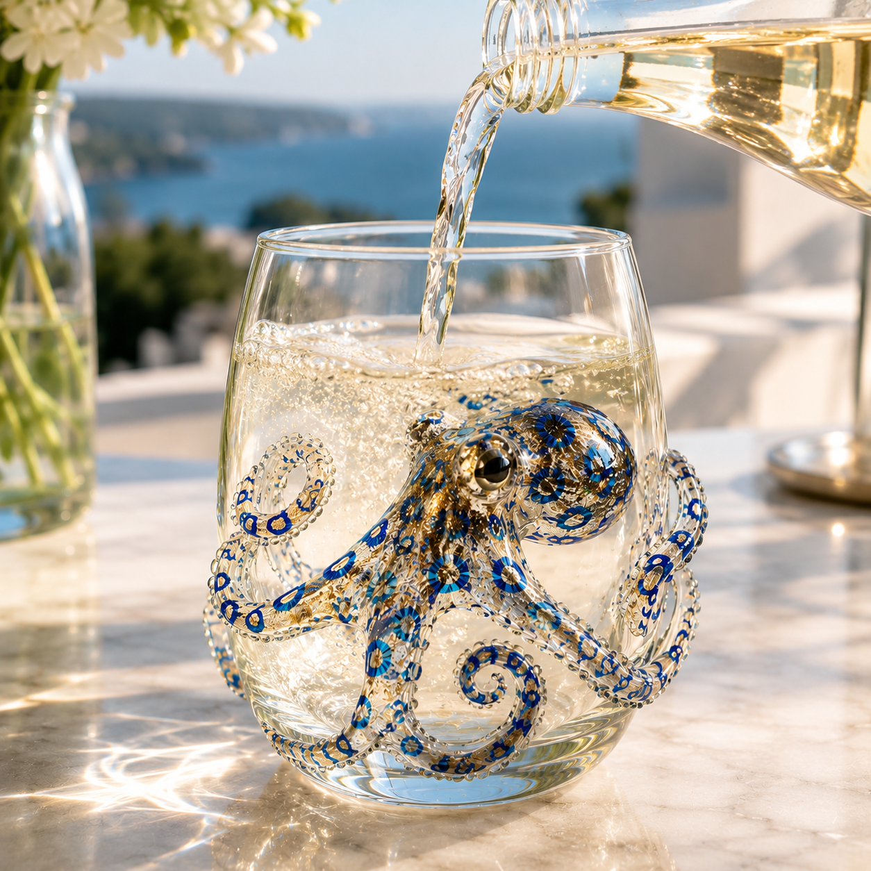 🐙 Artisanal Blue Ringed Octopus Glassware