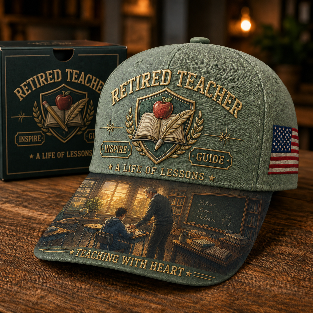 🎓 Retired Teacher Teaching With Heart Commemorative Cap