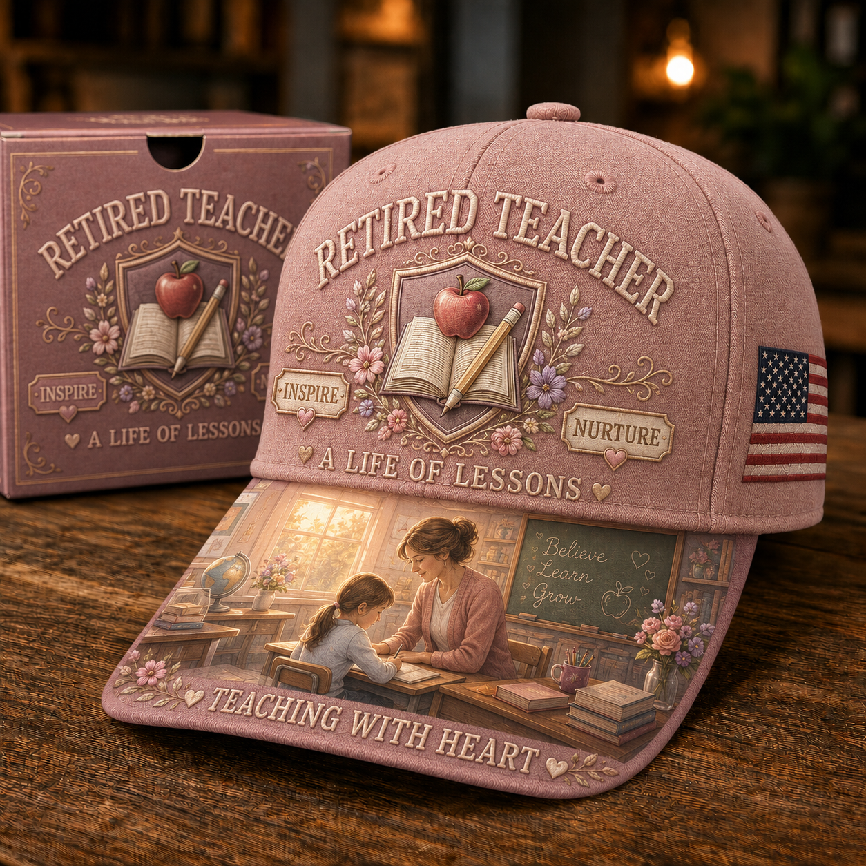 🎓 Retired Teacher Teaching With Heart Commemorative Cap