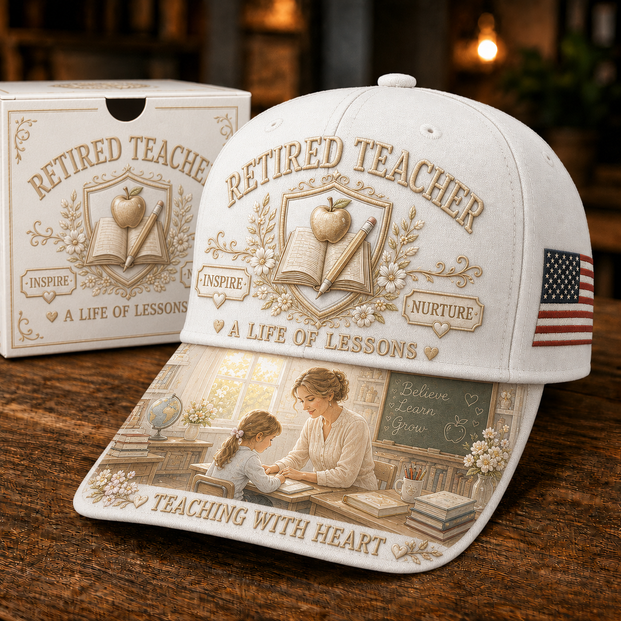 🎓 Retired Teacher Teaching With Heart Commemorative Cap