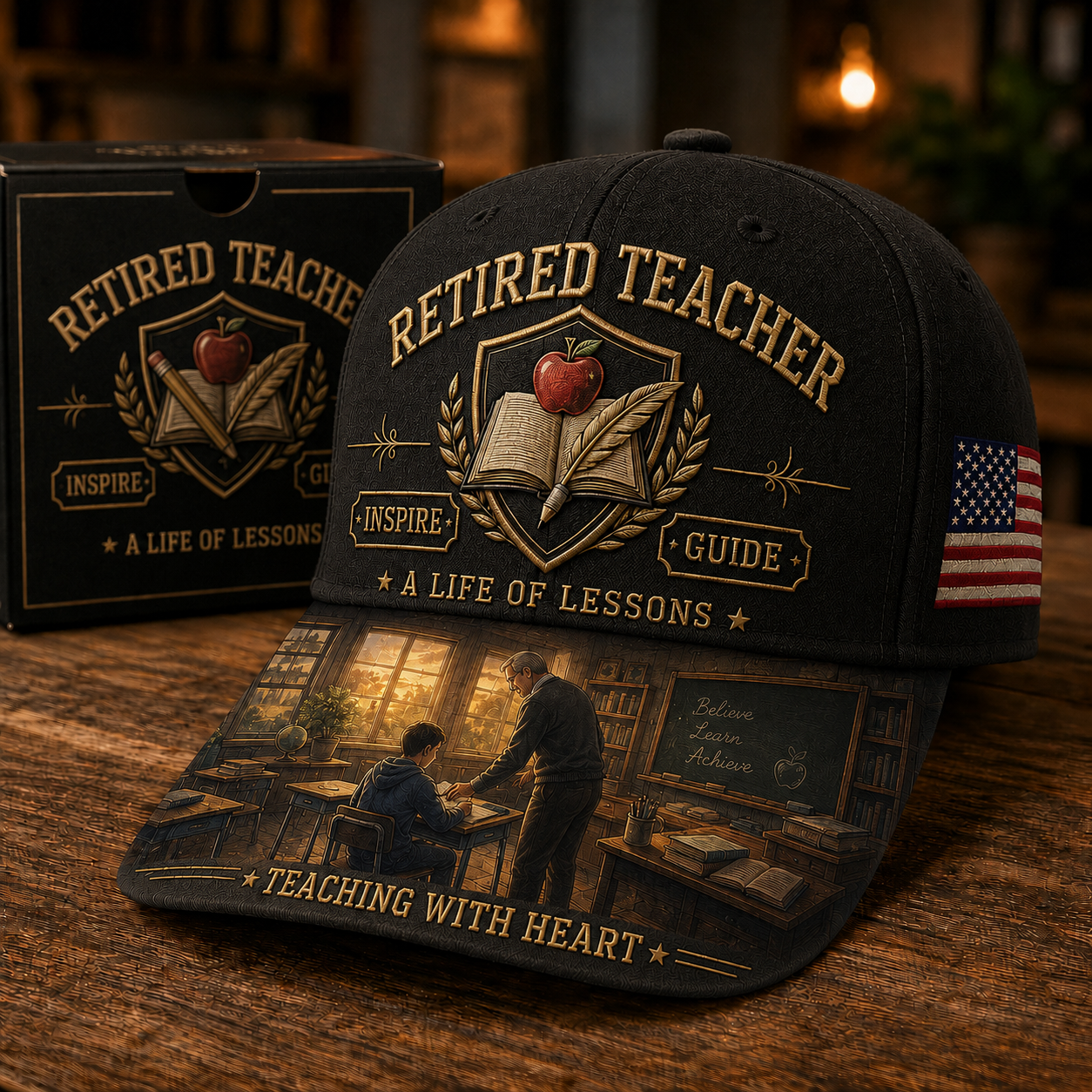 🎓 Retired Teacher Teaching With Heart Commemorative Cap