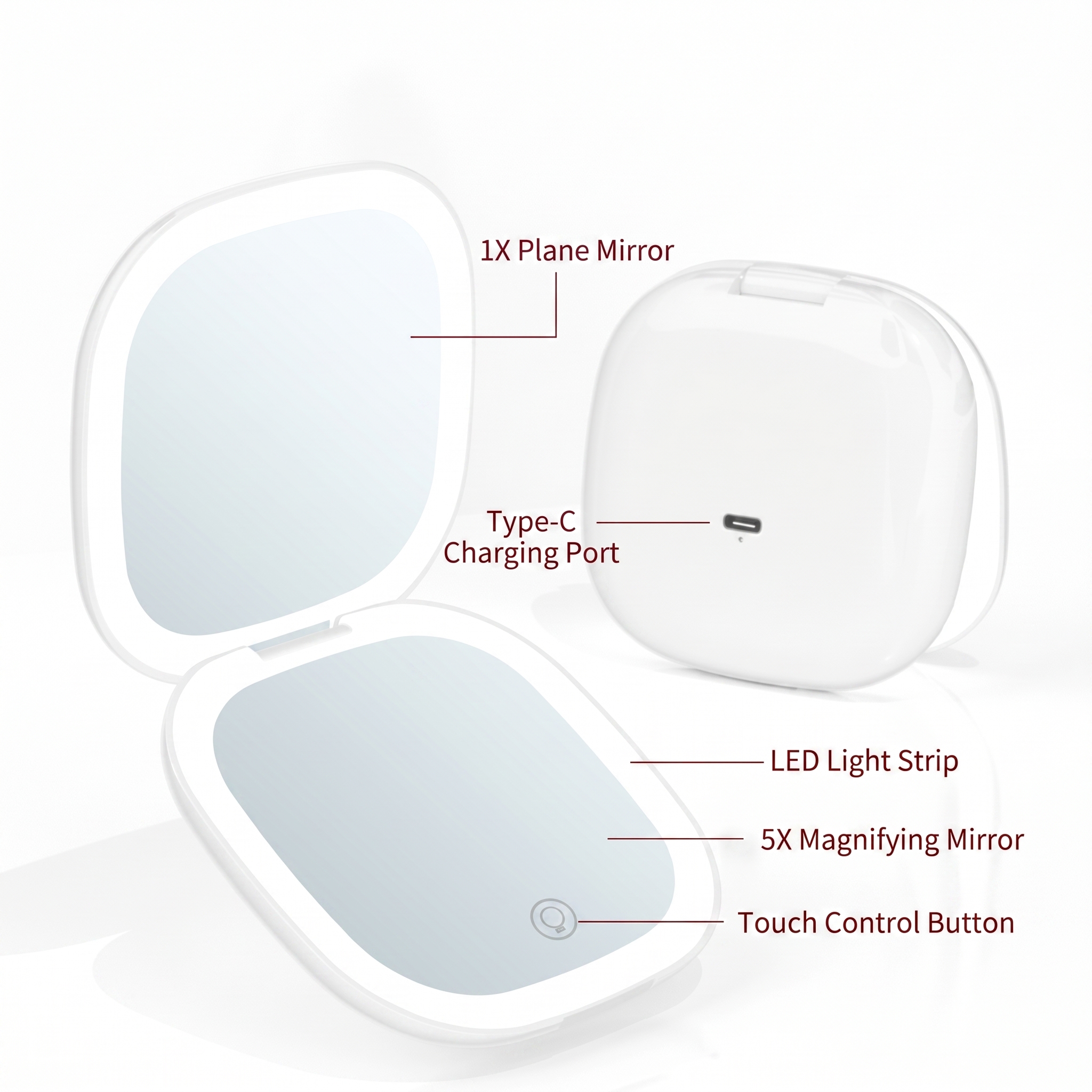 ✨ PerfectView Luxe LED Compact Mirror With Light