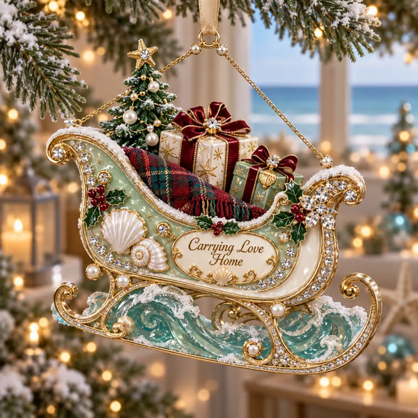 🎄Coastal Christmas Sea Glass & Shell Memory Keepsake