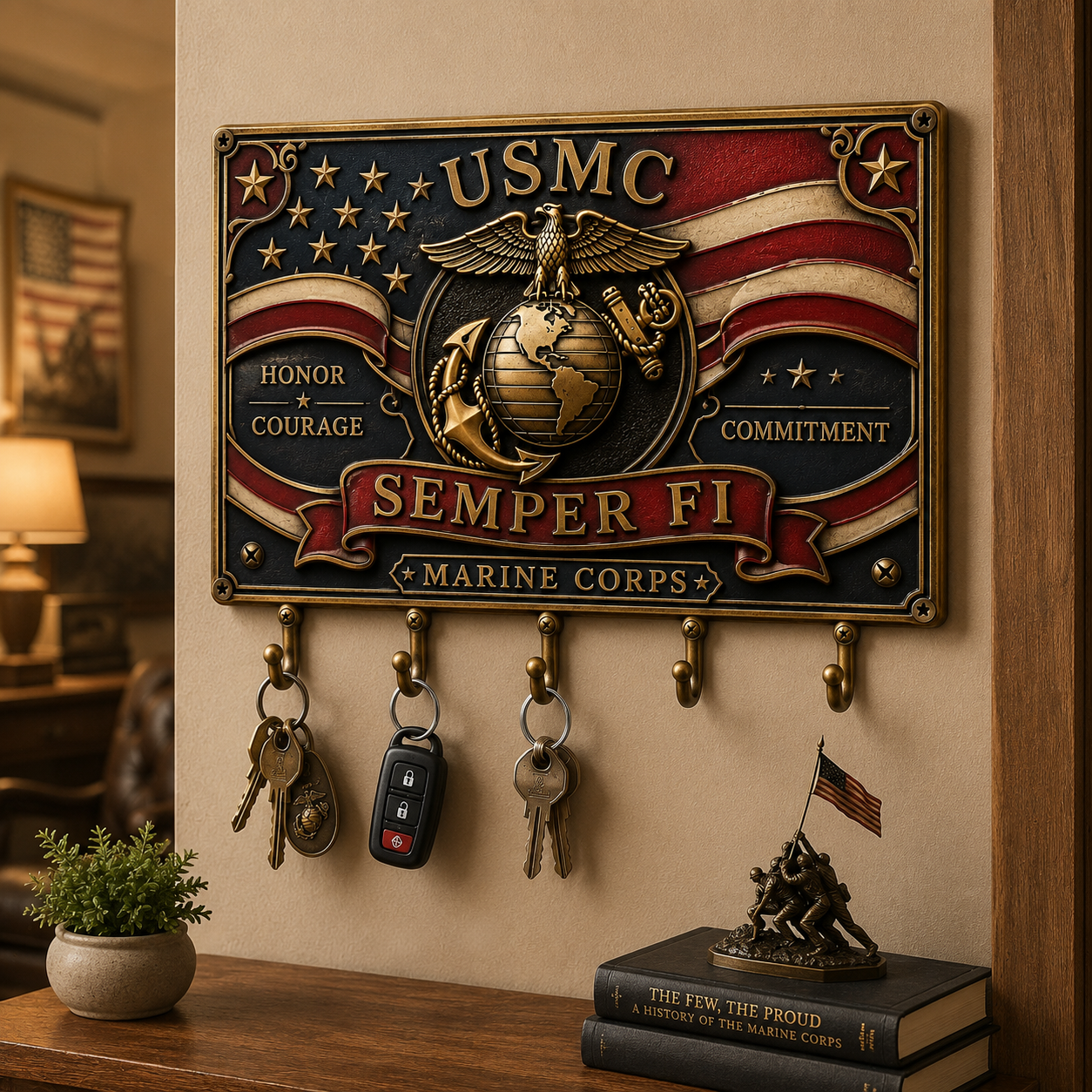🇺🇸 U.S. Military Patriotic Wall Key Holder