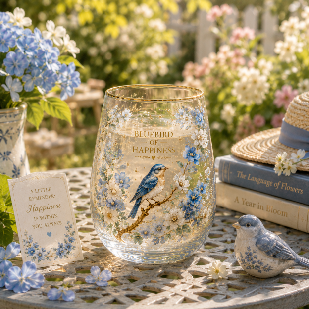 🕊️ BLUEBIRD OF HAPPINESS Glass Cup