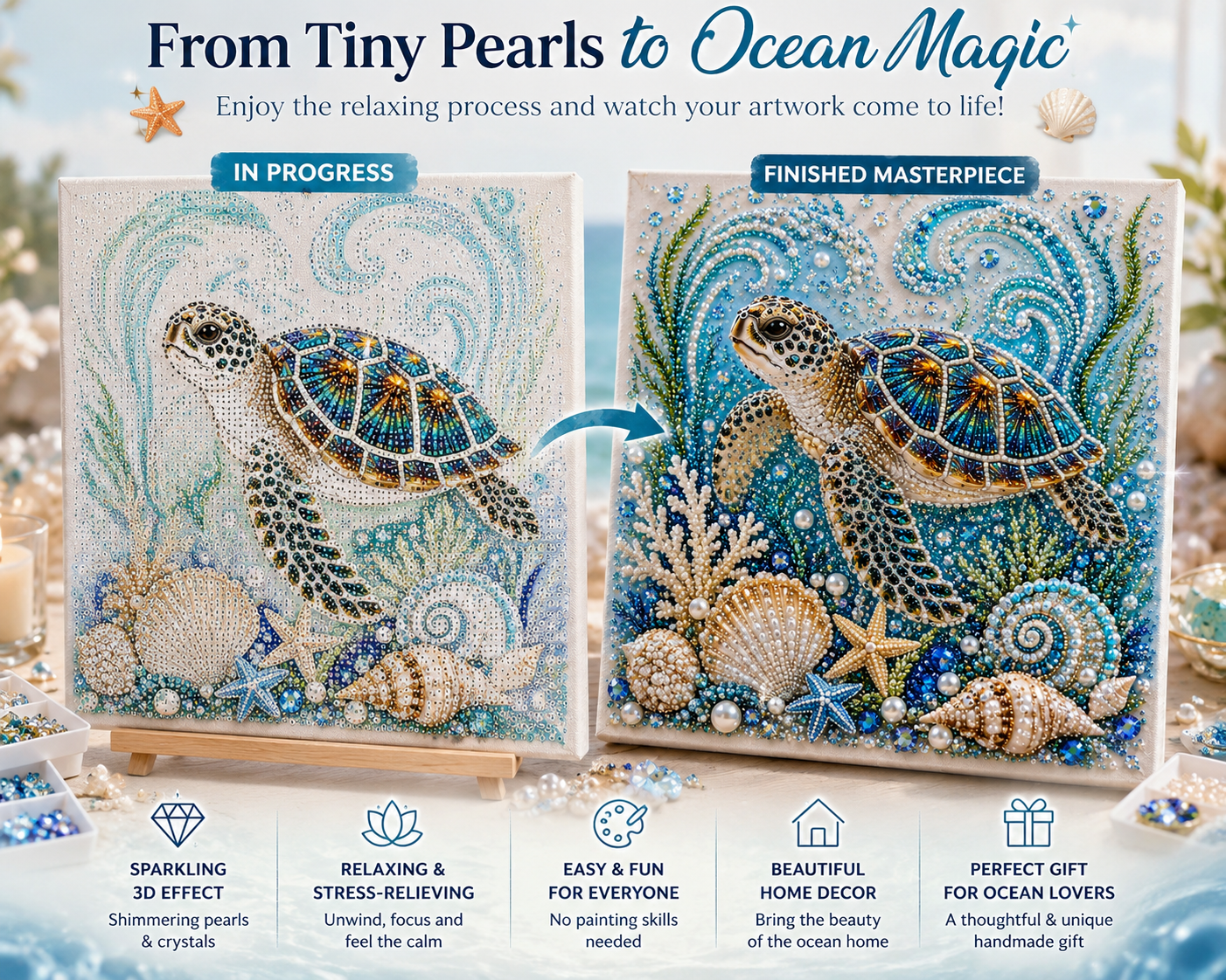 Last Day Promo: 70% OFF🎁The Perfect Ocean Lover Gift🌊 Ocean Theme Pearl Art DIY Kit