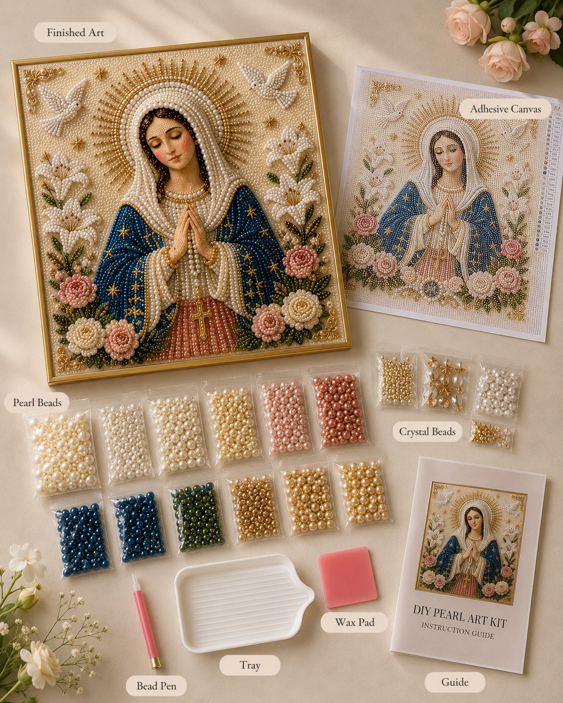 Last Day Promo: 70% OFF🙏 Divine Pearl Bead Virgin Mary Icon – A Peaceful DIY Faith Art Gift ✨