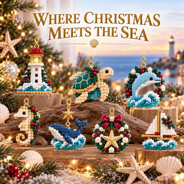 🌊 Coastal Christmas 24-Day Mini Brick Ornament Advent Calendar