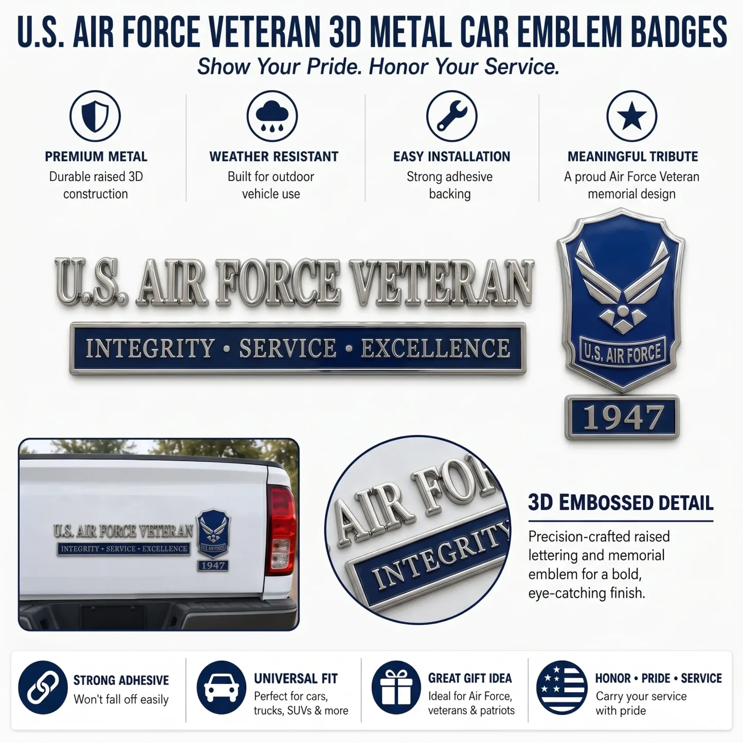 🇺🇸 Last Day Promo: 49% OFF -🎖️U.S. Military Veteran Car Emblem Metal Badge Collection
