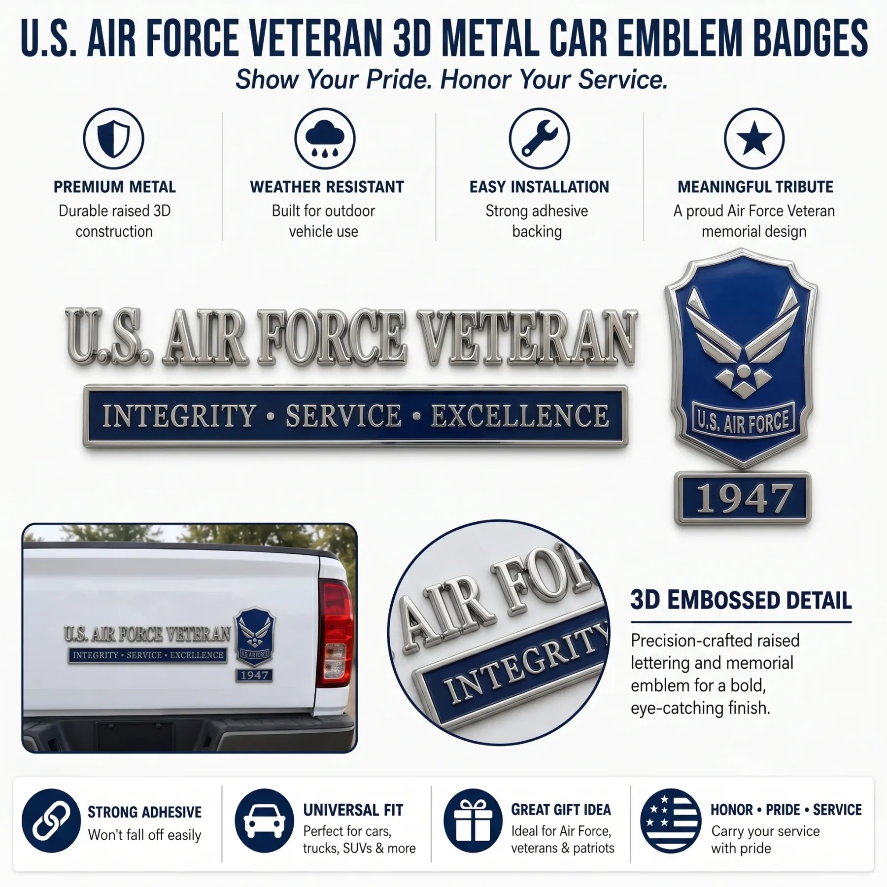 🇺🇸 Last Day Promo: 49% OFF -🎖️U.S. Military Veteran Car Emblem Metal Badge Collection