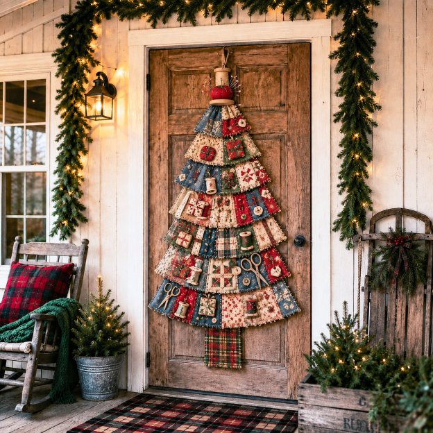 🎄DIY Oversized Patchwork Christmas Tree Door Hanging Kit