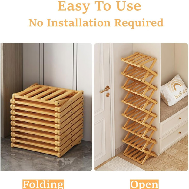 The 9-Tier No-Assembly Bamboo Rack !🌿👟