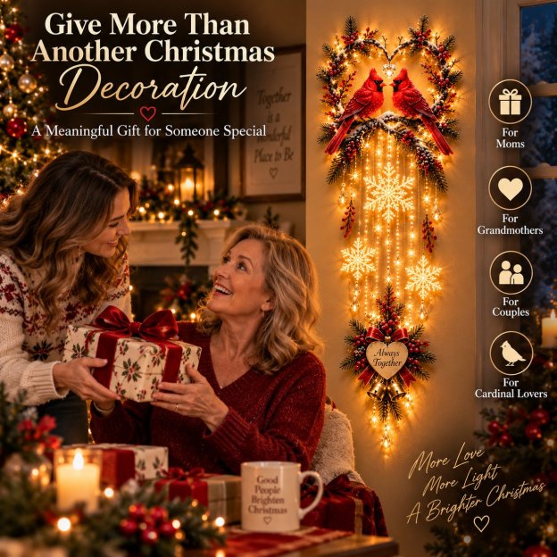 🐦 Always Together Cardinals – Lighted Christmas Wall Decor