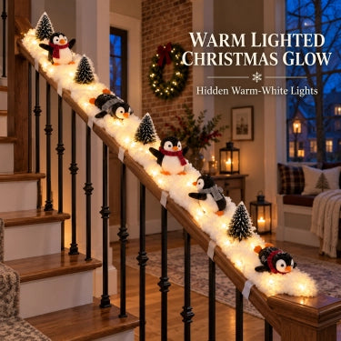 🐧 Pinguin-Weihnachtsdeko für Treppen – Schneeoptik