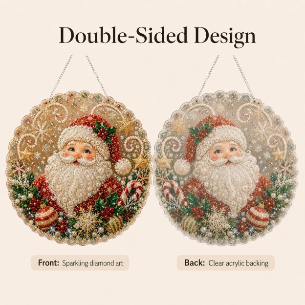 Last Day 70% OFF -🎄Christmas Pearl Diamond Art Hanging Ornament Kit | Luxury Flocked Canvas with Scratch-Resistant Non-Fading Pearl Beads DIY Handmade Holiday Hanging Decor 🎅💎