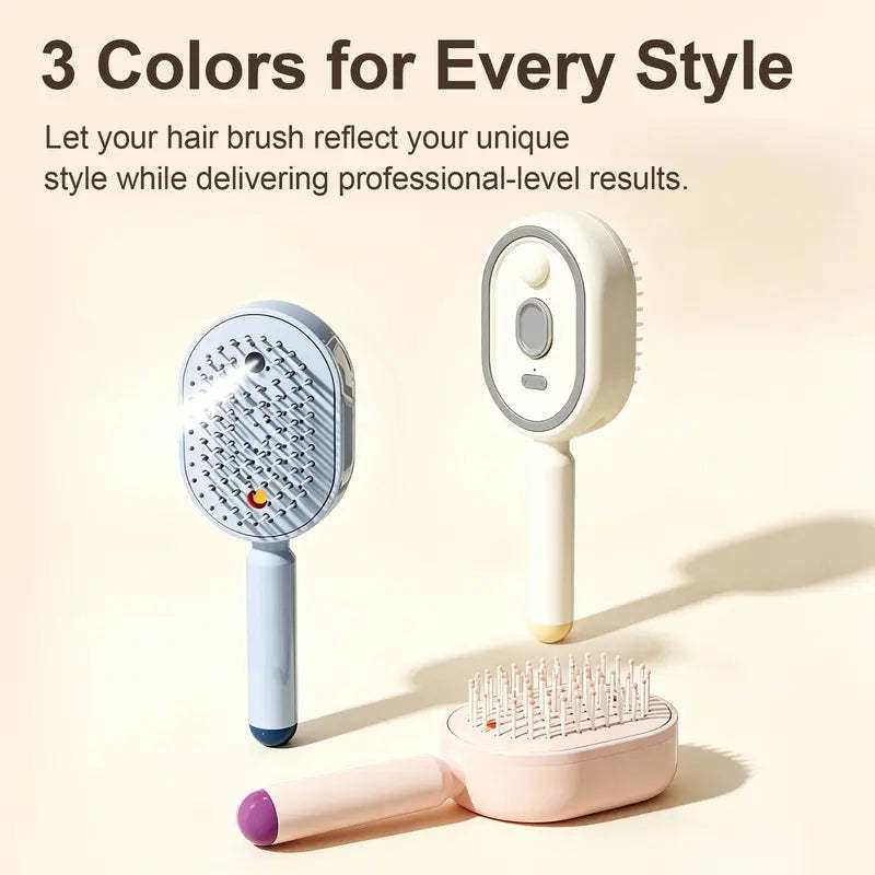 Electric Spray Air Cushion Massage Comb – Self-Cleaning Anti-Tangle Essential Oil Mist Hair Care Comb