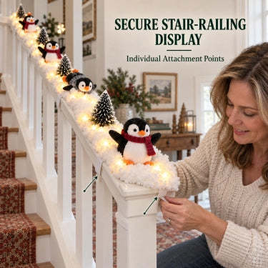 🐧 Pinguin-Weihnachtsdeko für Treppen – Schneeoptik