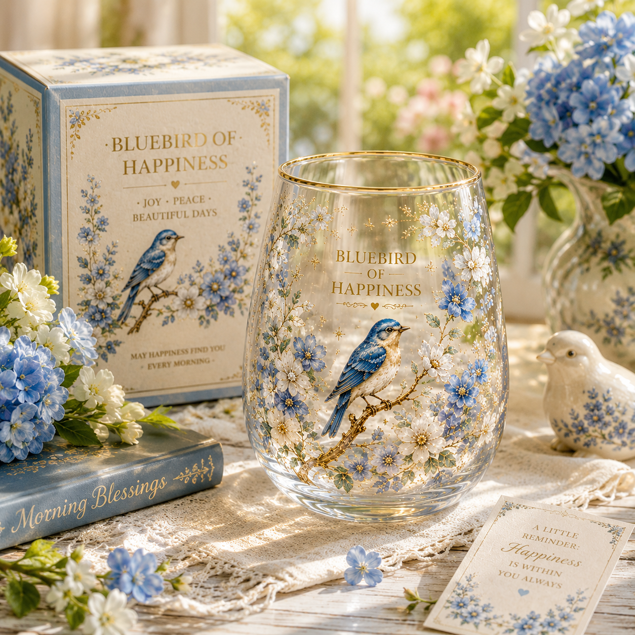 🕊️ BLUEBIRD OF HAPPINESS Glass Cup