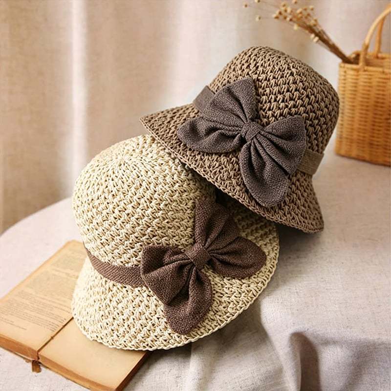 🔥Hot Sale 49% OFF✨Straw Hat with Retro Bow – Foldable & Breathable for Summer