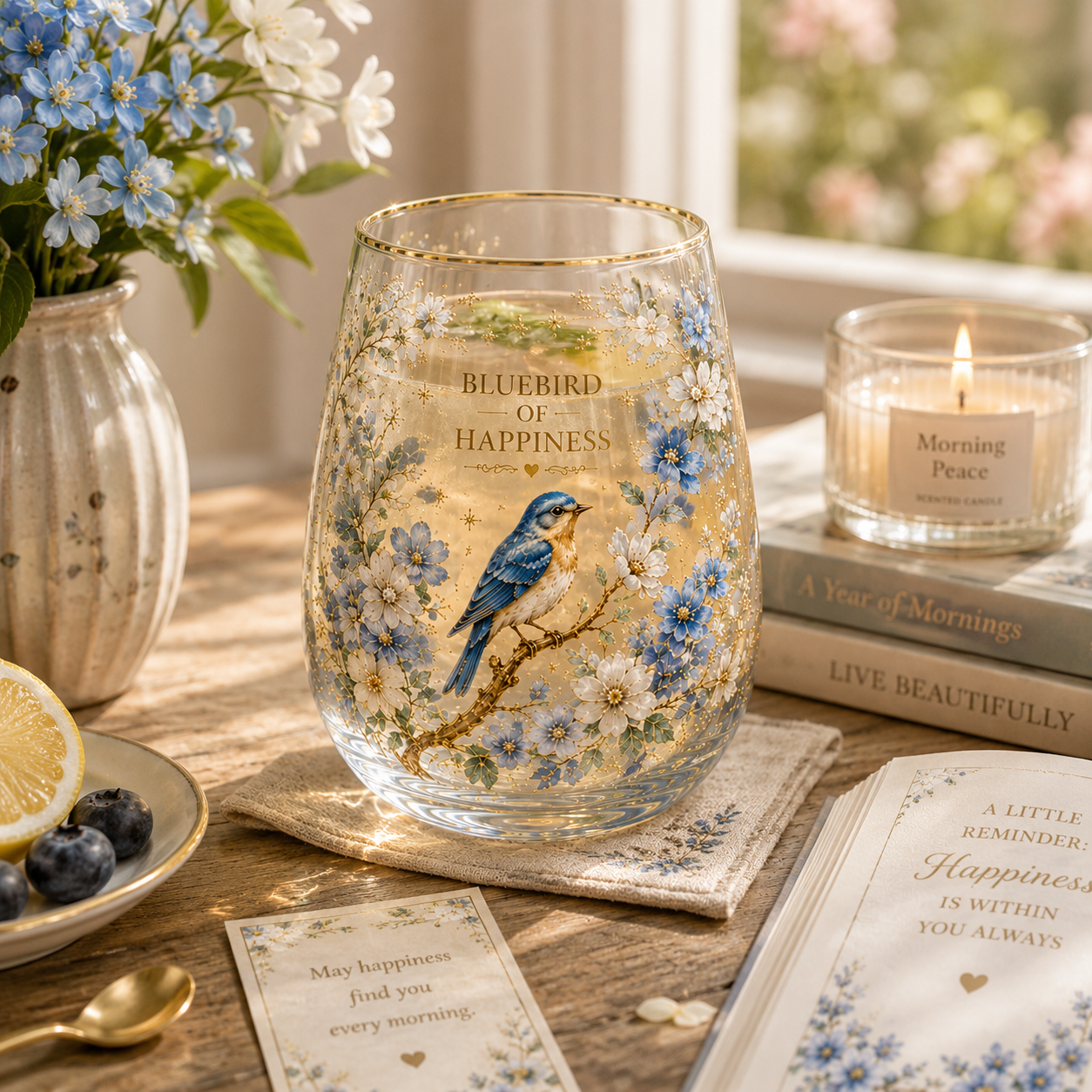 🕊️ BLUEBIRD OF HAPPINESS Glass Cup