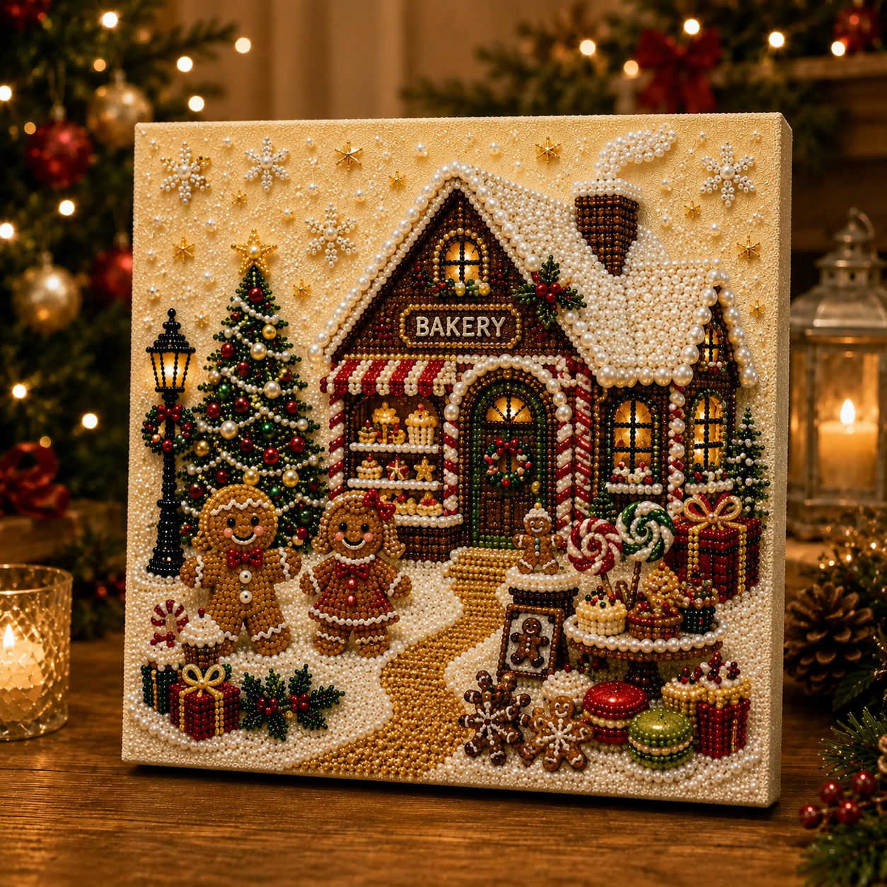 Last Day Promo: 70% OFF🎅 🎄 Premium 3D Pearl Christmas Wall Art Kit | Luxury Flocked Canvas with Scratch-Resistant Non-Fading Pearl Beads DIY Holiday Decor⛄️❄️