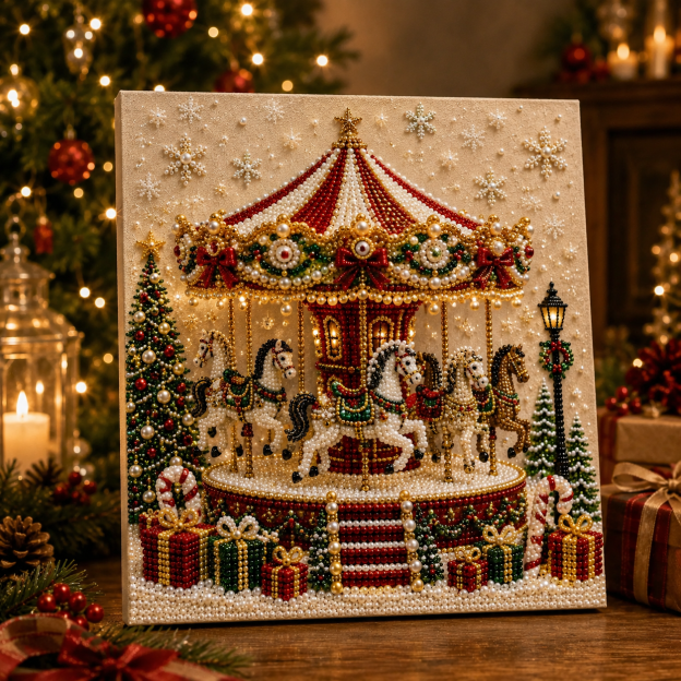 Last Day Promo: 70% OFF🎅 🎄 Premium 3D Pearl Christmas Wall Art Kit | Luxury Flocked Canvas with Scratch-Resistant Non-Fading Pearl Beads DIY Holiday Decor⛄️❄️