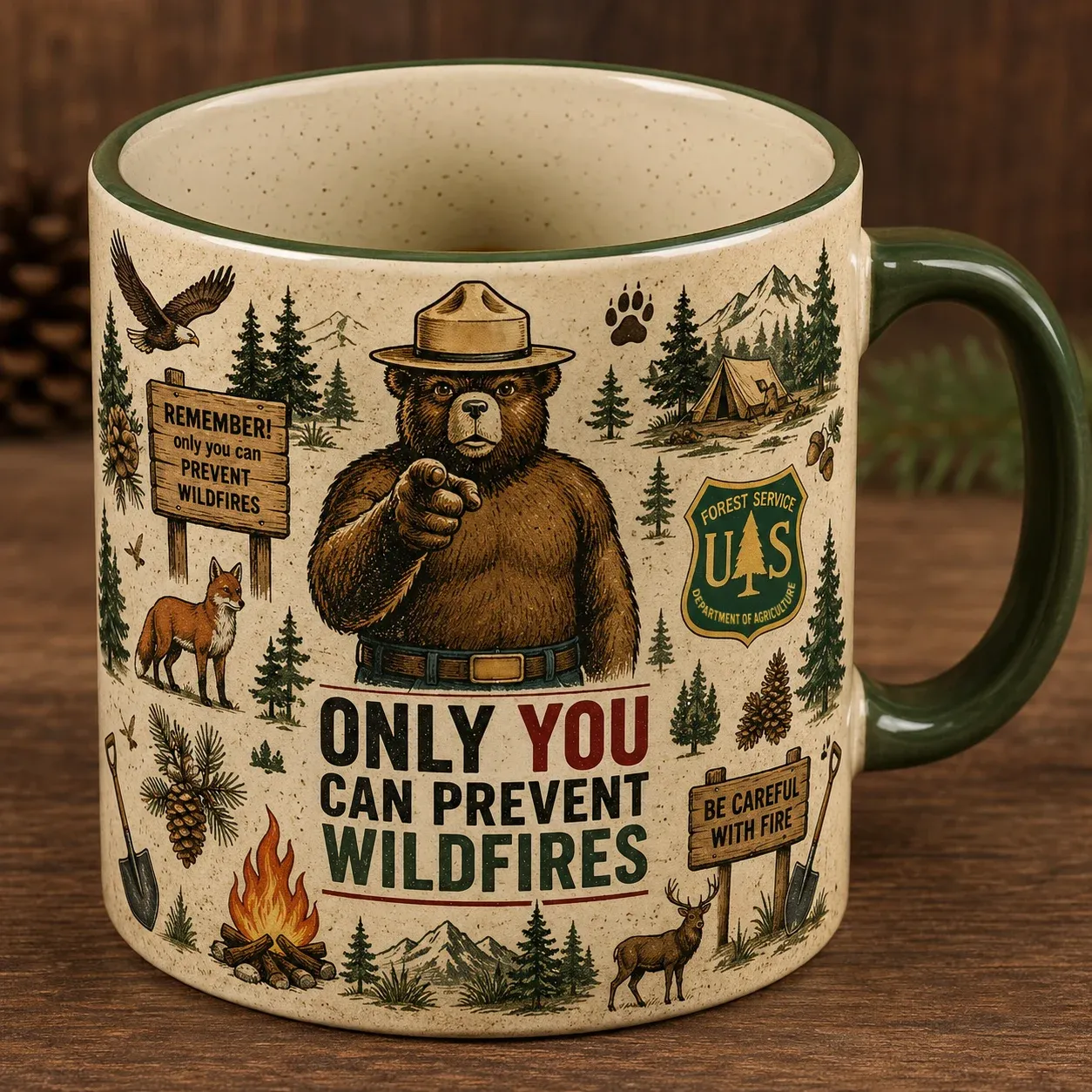 🇺🇸 Last Day Promo: 49% OFF - 🐻USFS Only You Can Prevent Wildfires Mug🌲