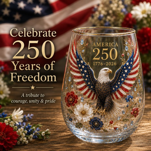 America 250 Eagle Glass Tumbler