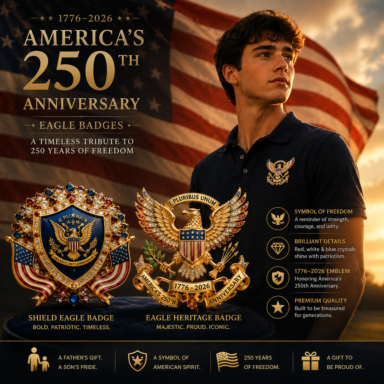 America’s 250th Anniversary Commemorative Brooch