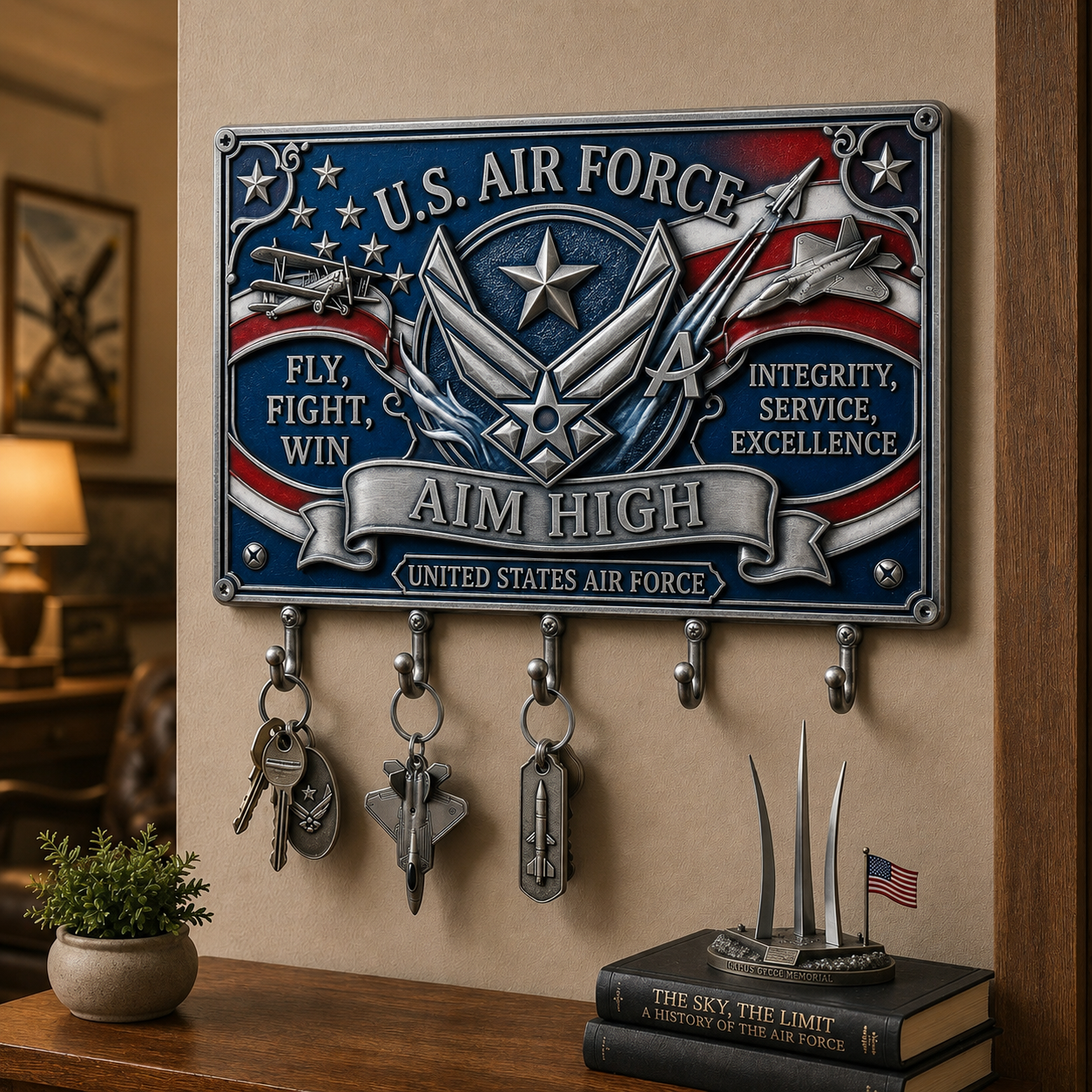 🇺🇸 U.S. Military Patriotic Wall Key Holder