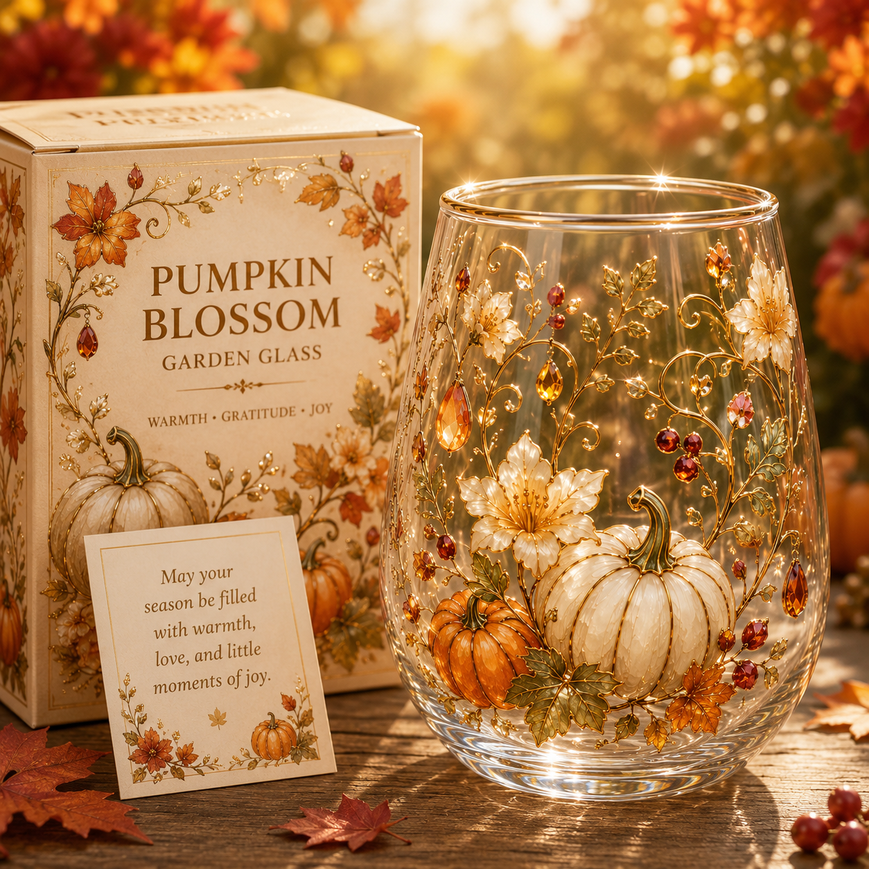 🍂 Autumn Harvest Garden Glass Cup