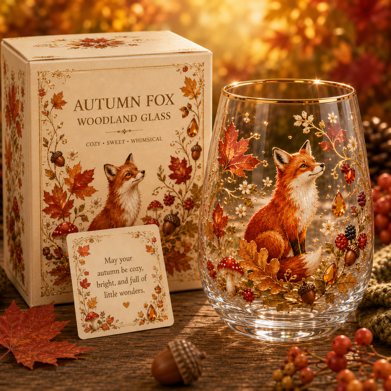 🍂 Autumn Harvest Garden Glass Cup