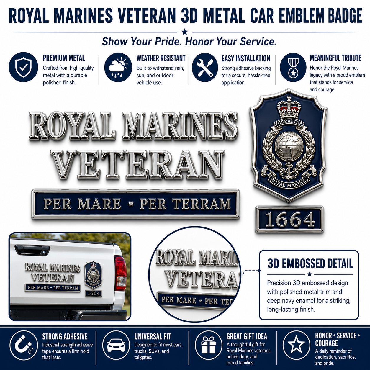 🇬🇧 British Military Heritage 3D Metal Car Emblem Badge Collection