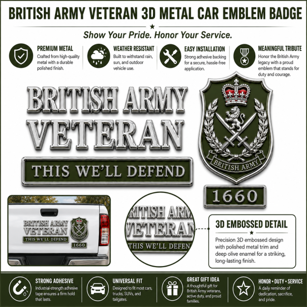 🇬🇧 British Military Heritage 3D Metal Car Emblem Badge Collection