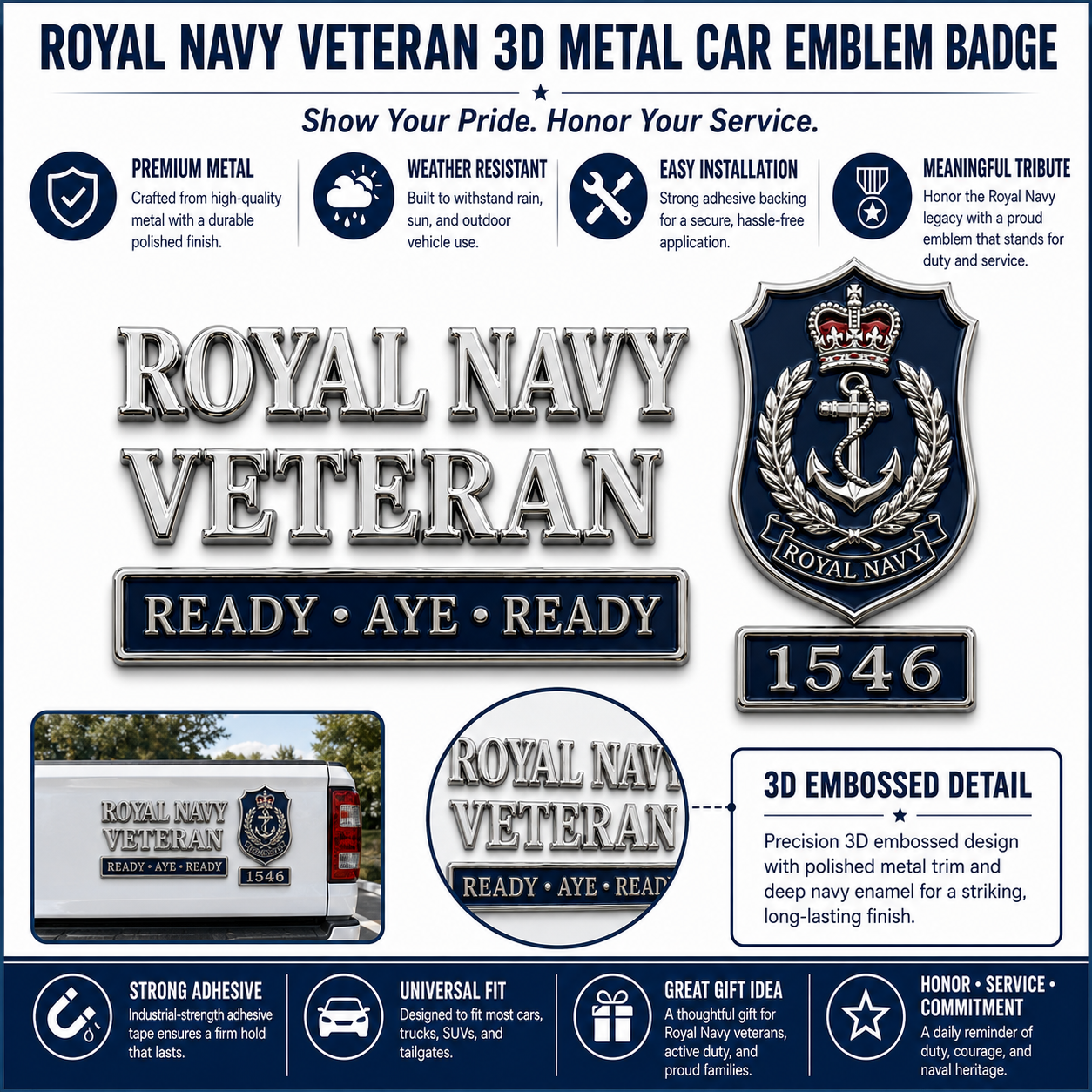 🇬🇧 British Military Heritage 3D Metal Car Emblem Badge Collection