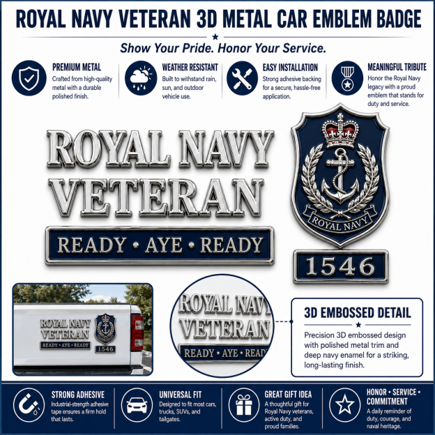 🇬🇧 British Military Heritage 3D Metal Car Emblem Badge Collection