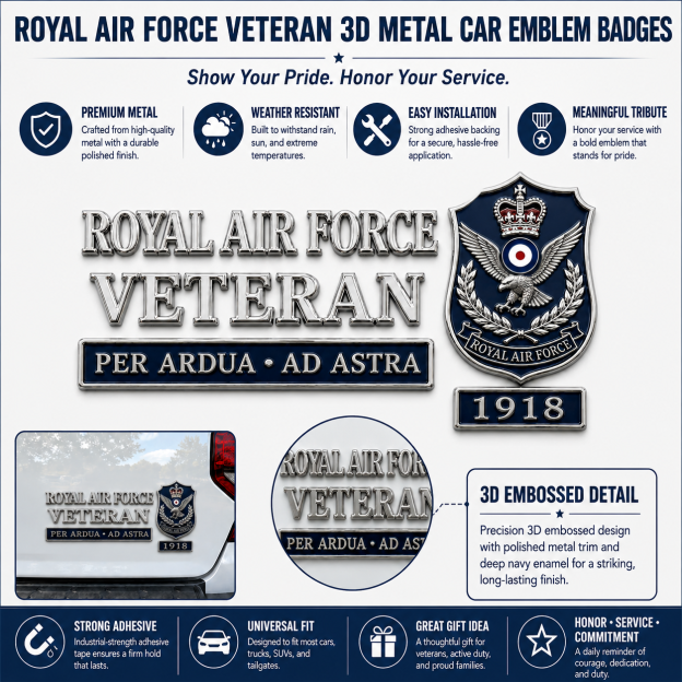 🇬🇧 British Military Heritage 3D Metal Car Emblem Badge Collection