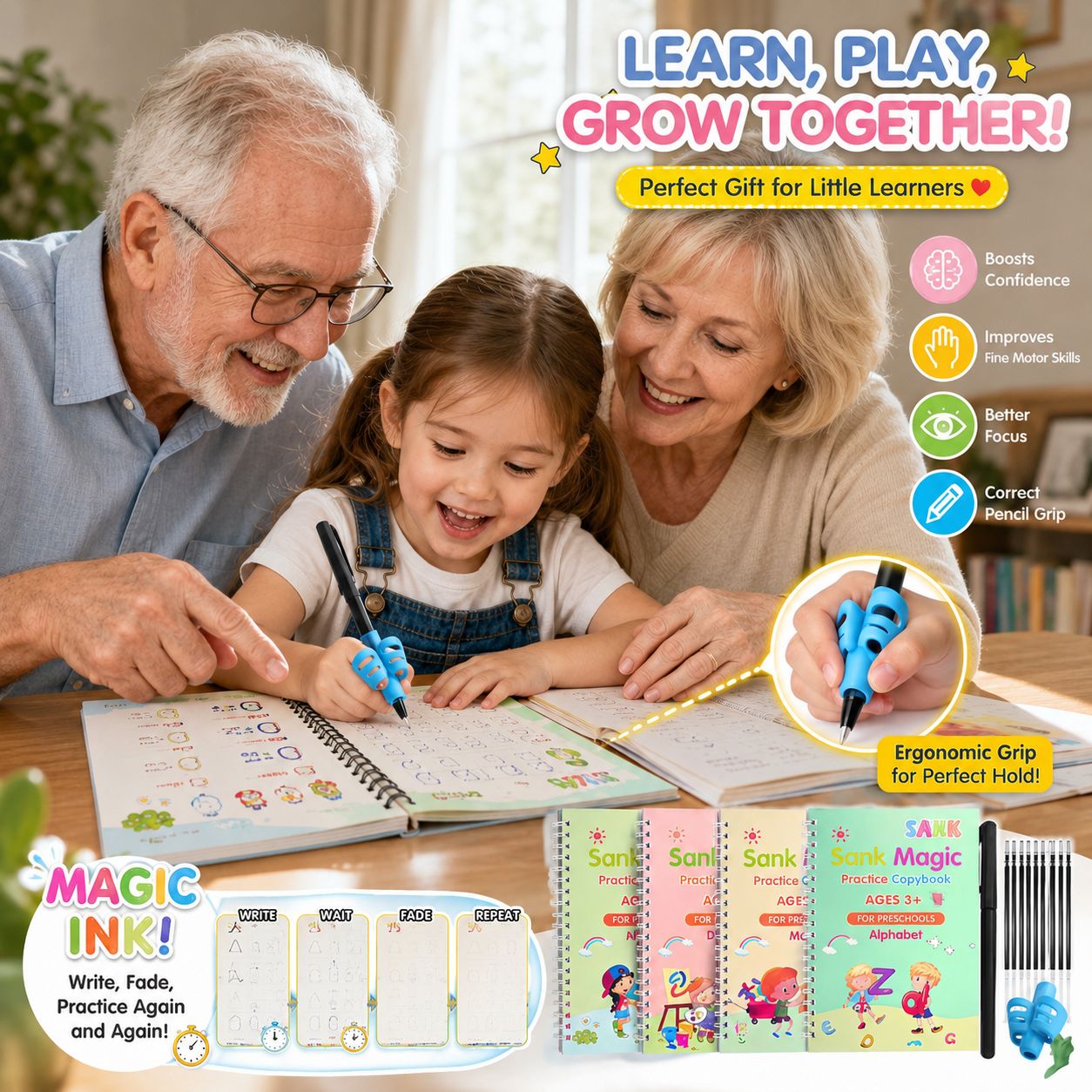 💥LAST DAY SALE 50%OFF💥📚MagicBook | Kids Practice Copybook Set (4Pcs/Set)