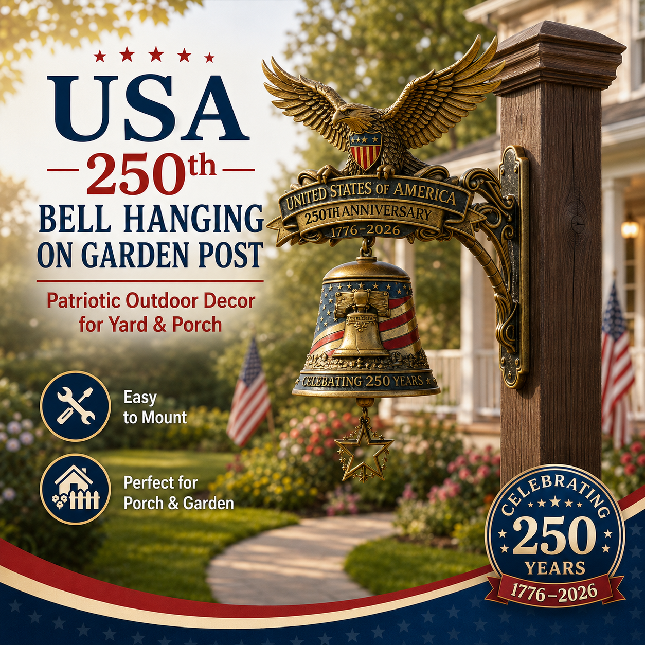 🔔🔔 Ring in the Semiquincentennial: 1776-2026 "Spirit of Liberty" Eagle Bell