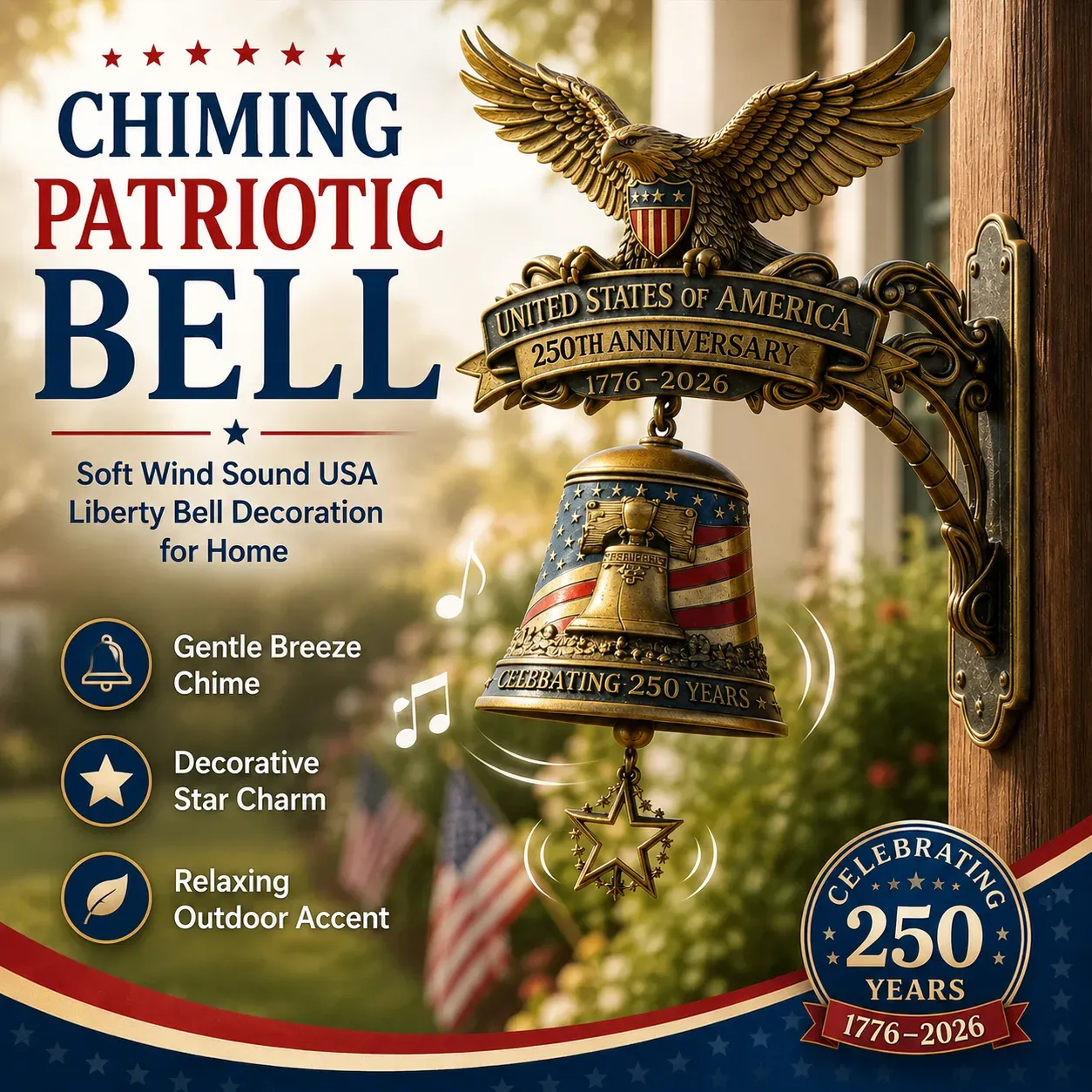🔔🔔 Ring in the Semiquincentennial: 1776-2026 "Spirit of Liberty" Eagle Bell